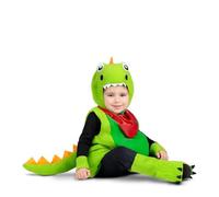 My Other Me - Costume da Dinosauro unisex per neonati in rosso e verde con cappello, tuta, polsi, coda e copristivali taglia 12-24 mesi. Ruggia di tenerezza ad ogni passo.