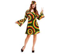 My Other Me - Costume da donna adulta giamaicana rosso e giallo con abito e fascia per la testa taglia ML. Perfetto per una festa a tema piena di ritmo e colore