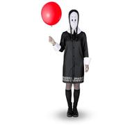 My Other Me - Costume da donna adulta Mercoledì Addams con abito e maschera in nero taglia ML Lascia che il tuo lato oscuro risplenda ad Halloween.