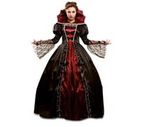My Other Me - Costume da donna adulto Vampira nero e rosso con abito sottogonna e collo taglia XXL. Risveglia l'eleganza oscura che indossi dentro