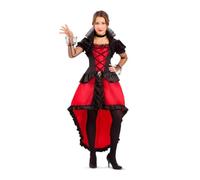 My Other Me - Costume da donna adulto Vampiresa, nero e rosso, con abito con collo rialzato e girocollo taglia ML. Aggiungi un tocco di mistero alla notte di Halloween