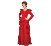 My Other Me - Costume da donna Occidentale, taglia M-L. Abito rosso lungo, scollo a V, maniche a sbuffo, drappeggio laterale, sottoveste interna. Perfetto per feste, carnevale, teatro.