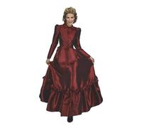 My Other Me - Costume da donna Occidentale, taglia M-L. Include giacca rosso bordeaux in tessuto setoso lucido, con bottoni, gonna lunga abbinata, sottoveste e grembiule. Ideale per brillare con