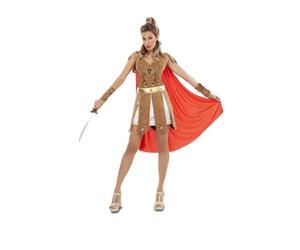 My Other Me - Costume da donna romana, taglia S. Include abito con gonna bianca con bordo dorato, mantello rosso, cintura, polsiere e girocollo. Stile classico con forza.