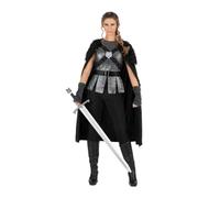 My Other Me - Costume da donna vichinga nero con mantello con cinghia, tunica, cintura e guanti taglia M. Risveglia il coraggio dei clan nordici in te