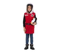 My Other Me - Costume da esploratore del Polo Nord unisex per bambini in rosso con occhiali da sci, gilet con cappuccio e pinguino di peluche taglia 5-7 anni. Pronto a scoprire il freddo artico