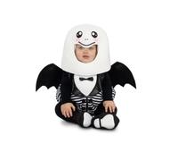 My Other Me - Costume da fantasma unisex con vestito, cappello, scarpe e ali in bianco e nero taglia 7-12 mesi. Dolcezza spettrale per Halloween
