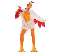 My Other Me - Costume da gallina per adulti unisex con cappello, tuta e pantaloni con coprigambe in rosso e arancione taglia ML. Attira l'attenzione su qualsiasi festa a tema fattoria