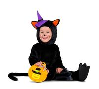 My Other Me - Costume da gatto unisex con cappello, scimmia, copristivali, coda e sacchetto zucca in arancione e nero taglia 12-24 mesi. Perfetto per godersi Halloween in grande