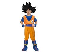 My Other Me - Costume da Goku per bambino con maglietta, fascia, pantaloni, copristivali e braccialetti in blu e arancione, taglia 7-9 anni. Perfetto per diventare un eroe epico a feste ed eventi.