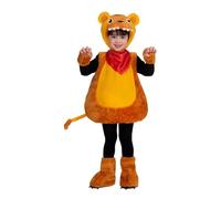 My Other Me - Costume da leone unisex per bambini con cappello, tuta, polsi, coda e copristivali in rosso-arancio taglia 3-4 anni. Ruggiti che ti faranno il re della giungla