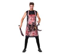 My Other Me - Costume da macellaio da uomo adulto con maglietta lunga che simula grembiule con accessori in nero e rosso, taglia ML. Perfetto per terrorizzare ad Halloween