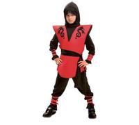 My Other Me - Costume da Ninja per bambino in nero e rosso con boia boia t-shirt, corazza, pantaloni, cintura e nastri taglia 7-9 anni. Dominio e onore dell'universo ninja