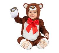 My Other Me - Costume da orso unisex in marrone con cappello, fiocco, body, barattolo di miele di peluche e scarpette taglia 7-12 mesi. Un tocco adorabile per ogni occasione speciale