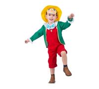 My Other Me - Costume da Pinocchio per bambini unisex con cappello, visiera, giacca e salopette in rosso e verde, taglia 3-4 anni. Perfetto per vivere avventure di racconti classici