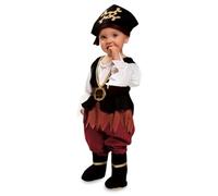 My Other Me - Costume da pirata unisex con tuta, cappello e scarpette in nero e rosso taglia 7-12 mesi Il tuo bambino sarà il corsaro più adorabile dei Caraibi!