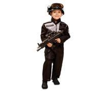 My Other Me - Costume da polizia per bambini unisex con tuta in grigio e nero, taglia 3-4 anni. Perfetto per missioni segrete e avventure emozionanti