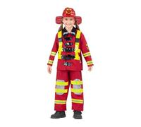 My Other Me - Costume da pompiere unisex per bambini, con giacca, pantaloni e cappello in rosso e giallo, taglia 5-6 anni. Perfetto per giochi di ruolo eroici ed emozionanti