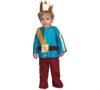 My Other Me - Costume da principe per bambino con tuta, corona e cintura in blu e rosso taglia 7-12 mesi. Vesti il tuo piccolo con lo stile più reggio e divertente.