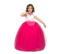 My Other Me - Costume da principessa per bambina con vestito, guanti e cancancanna in rosa taglia 7-9 anni. Perfetto per una fiaba in ogni occasione speciale