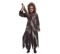 My Other Me - Costume da Psicopatico da bambina con abito nero e grigio taglia 7-9 anni. Fai uno spavento indimenticabile alla tua prossima festa di Halloween