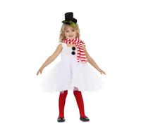 My Other Me - Costume da pupazzo di neve rosso e bianco con vestito, sciarpa e diadema-beanie taglia 5-6 anni. Perfetto per brillare teneramente alle feste di Natale