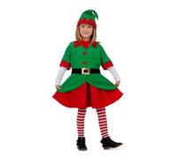 My Other Me - Costume da ragazza Elfa con camicia con cintura, gonna, collant e cappello in rosso e verde taglia 5-6 anni. Aggiungi magia alla tua prossima avventura natalizia