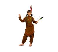 My Other Me - Costume da ragazza indiana con camicia, pantaloni e nastro con piuma in marrone taglia 1-2 anni. Perfetto per avventure nel vecchio ovest