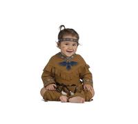 My Other Me - Costume da ragazza, indiano taglia 1-2 anni. Include una fascia per la testa, abito marrone con frange e dettagli blu, cintura con piume e leggings marroni.