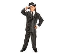 My Other Me - Costume da ragazzo Mafioso con camicia, cravatta, giacca e pantaloni in bianco e nero taglia 5-6 anni. Perfetto per un personaggio pieno di stile in qualsiasi festa