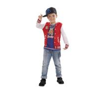 My Other Me - Costume da rapper con maglietta stampata in rosso e bianco, taglia 4-6 anni. Pronto per lo spettacolo urbano più divertente.