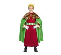 My Other Me - Costume da Re Mago con mantello, tunica e cintura in rosso e verde taglia 7-9 anni. Scegli questo vestito per un Natale magico e speciale