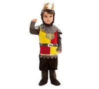 My Other Me - Costume da Re per bambino con corona, camicia e pantaloni con stivali in grigio e nero, taglia 5-6 anni. Vivi la tua avventura medievale