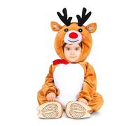 My Other Me - Costume da renna unisex con cappello, corna, tuta e scarpine in marrone e bianco, taglia 7-12 mesi. Perfetto per celebrare la magia natalizia