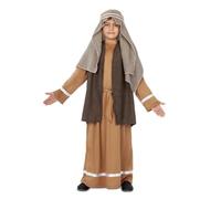 My Other Me - Costume da San Giuseppe per bambino con foulard, cordino, tunica, cappotto e cintura in marrone taglia 5-6 anni. Perfetto per una rappresentazione natalizia indimenticabile
