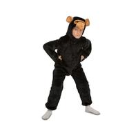 My Other Me - Costume da scimpanzé unisex per bambini con cappuccio in nero, taglia 3-4 anni. Perfetto per un'avventura selvaggia nella giungla