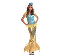 My Other Me - Costume da sirena da donna adulto con vestito e copricapo in giallo e blu, taglia XXL. Immergiti in un mondo di fantasia marina