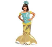 My Other Me - Costume da Sirenetta per bambina in blu e oro con abito e copricapo taglia 5-6 anni. Perfetto per immergersi in un mondo magico e affascinante