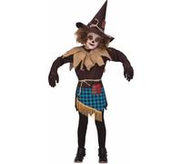 My Other Me - Costume da spaventapasseri per bambina con vestito, collo, cintura, guanti e cappello in beige e marrone taglia 5-6 anni. Perfetto per una festa autunnale indimenticabile