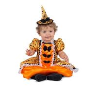 My Other Me - Costume da strega per bambina in colore arancione con abito con sottoveste e fascia con cappello misura 7-12 mesi. Perfetto per la tua prima notte magica