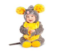 My Other Me - Costume da topo unisex con cappello, body, scarpine e coda in giallo e grigio taglia 12-24 mesi. Un look adorabile per il tuo piccolo roditore.