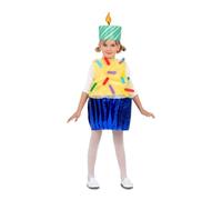 My Other Me - Costume da torta per bambina con cappello e vestito in giallo e blu, taglia 3-6 anni. Un tocco di dolcezza per la tua prossima festa di compleanno