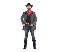 My Other Me - Costume da uomo adulto da uomo con cappello, bandana, giacca, gilet e cintura nei colori nero e grigio taglia L. Sorprendi tutti alla tua prossima festa a tema occidentale