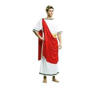 My Other Me - Costume da uomo adulto di Cesare. Include tunica con mantello, cintura e corona in bianco e rosso taglia ML. Prepara il tuo ingresso trionfale in qualsiasi festa romana