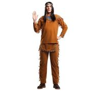 My Other Me - Costume da uomo adulto indiano marrone con fascia per la testa, camicia e pantaloni taglia ML. Attraversa la pianura con stile alla tua prossima festa a tema.