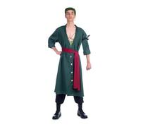 My Other Me - Costume da uomo adulto Roronoa Zoro verde con crema per capelli, orecchini, giacca, fazzoletto, fascia e pantaloni taglia M. Naviga tra avventure e sfide con stile epico
