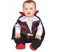 My Other Me - Costume da Vampiro per bambino con tuta e mantello in nero e rosso taglia 7-12 mesi. Perfetto per una notte di Halloween piena di mistero e divertimento