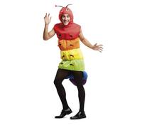 My Other Me - Costume da verme adulto unisex, taglia M-L. Include abito multicolore con cappuccio, occhi sporgenti, antenne e patatine che sporgono dal corpo. Tira fuori il tuo bruco a sfilare!