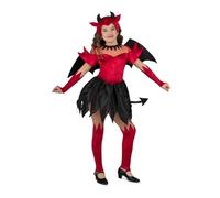 My Other Me - Costume diavolo ragazza, taglia 10-12 anni. Include copricapo con corna, ali con bordo rosso, abito rosso con gonna e coda nere, guanti e scaldapiedi rossi abbinati.
