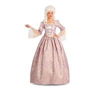 My Other Me - Costume Donna Versailles, taglia S. Include abito lungo da principessa con maniche lunghe svasate, nei toni rosa, viola e con dettagli dorati e in pizzo bianco e sottoveste.